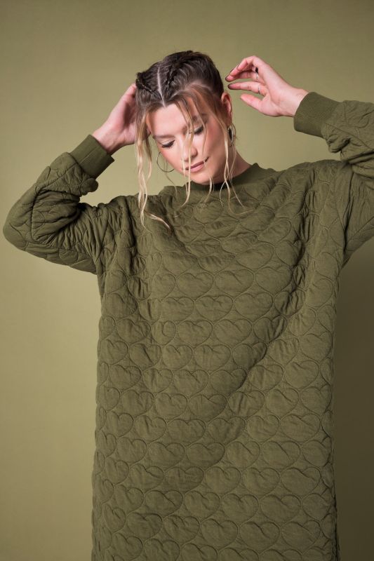 Sweat mini dress, oversized, HEART quilting