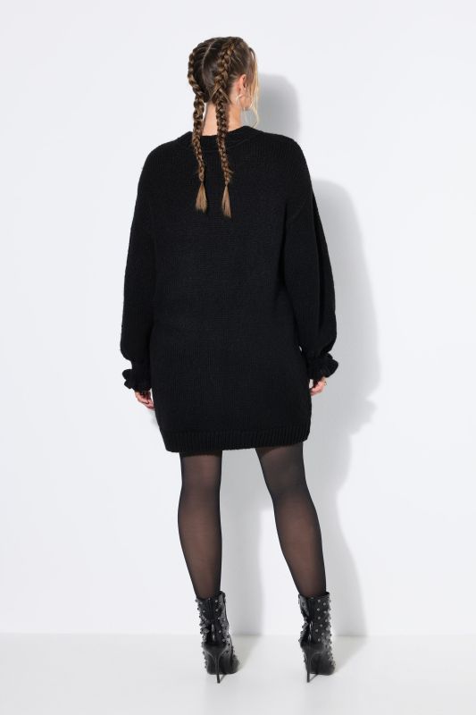 Ruffle Cuff Bishop Sleeve Sweater Dress
