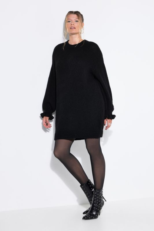 Ruffle Cuff Bishop Sleeve Sweater Dress