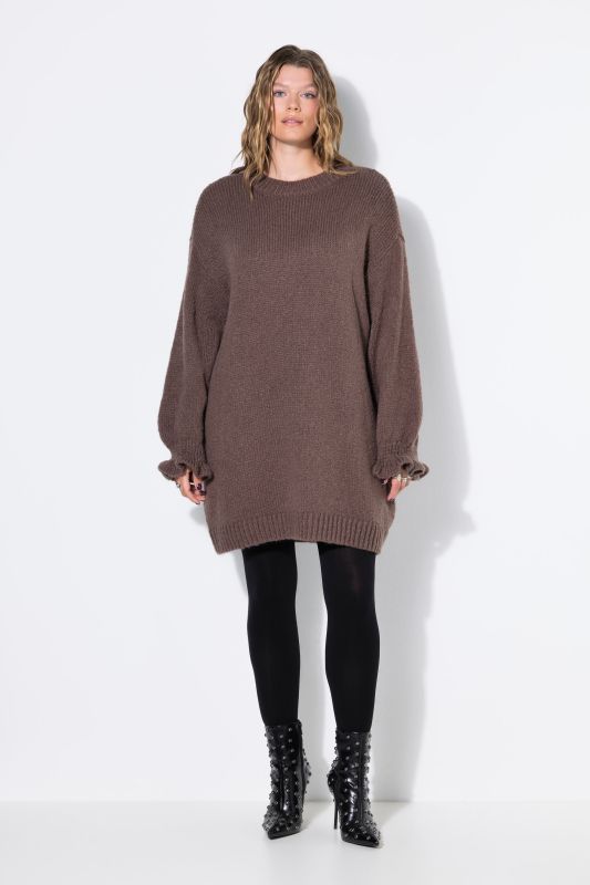 Ruffle Cuff Bishop Sleeve Sweater Dress