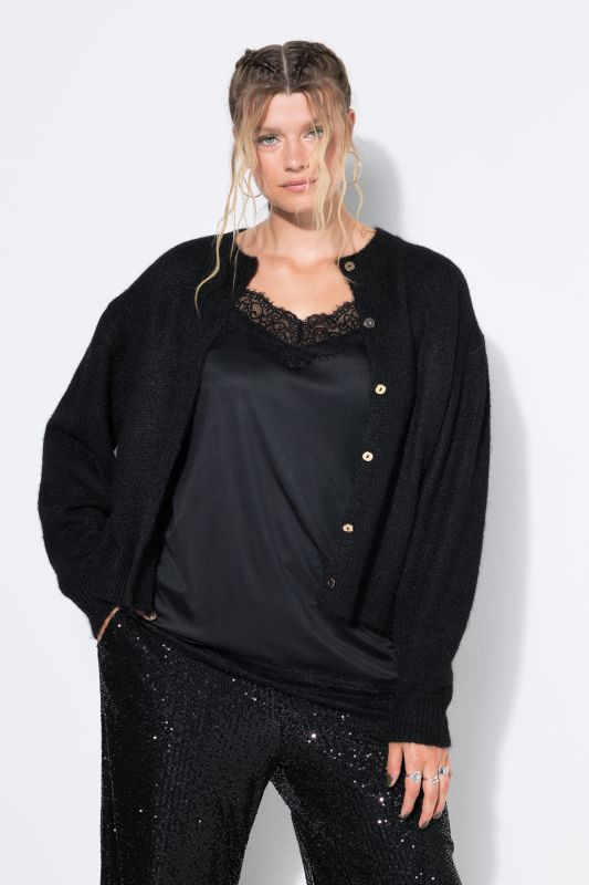Oversized Long Sleeve Fine Knit Cardigan