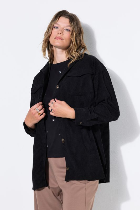 Corduroy Long Sleeve Button-Down Blouse