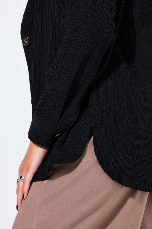 Corduroy Long Sleeve Button-Down Blouse