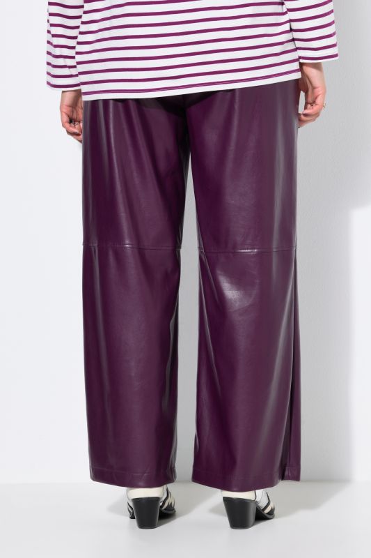 Faux Leather Wide Leg Elastic Waist Pants
