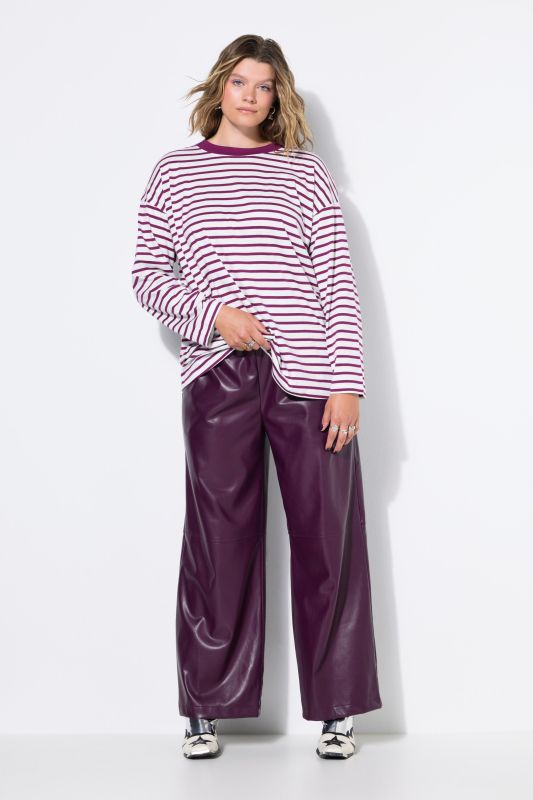 Faux Leather Wide Leg Elastic Waist Pants