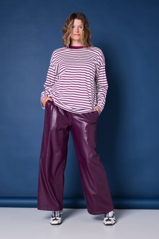 Faux Leather Wide Leg Elastic Waist Pants