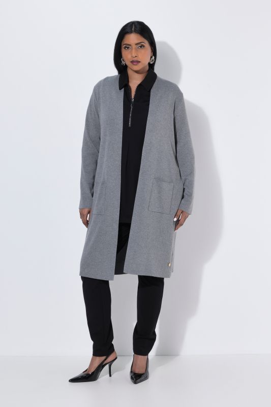 Long Pocket Open Front Cardigan Sweater