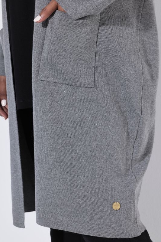 Long Pocket Open Front Cardigan Sweater