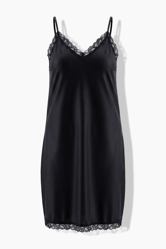 Lace Trim Spaghetti Strap Stretch Knit Slip