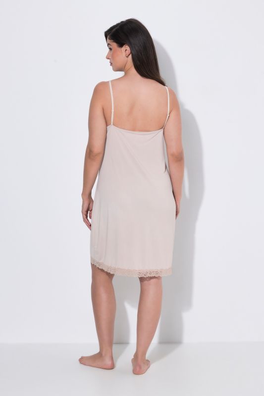 Lace Trim Spaghetti Strap Stretch Knit Slip