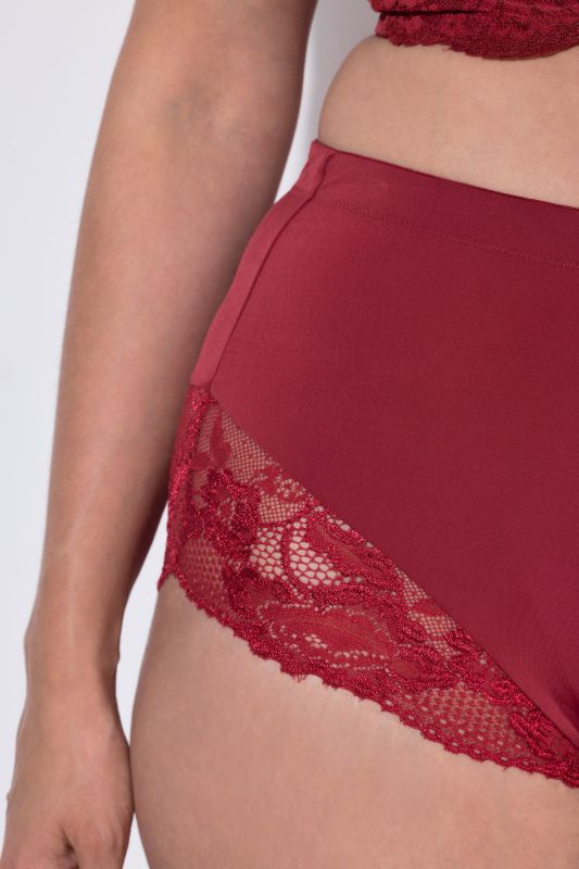 Lace Detail Stretch Microfiber High Rise Panty