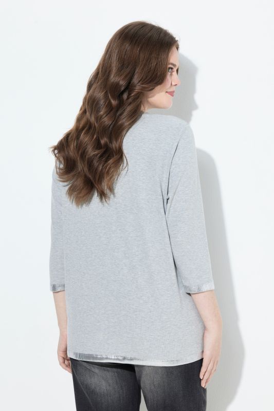 Silver Trim 3/4 Sleeve Tee