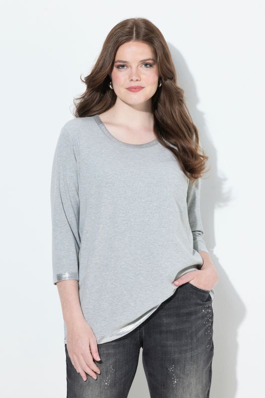 Silver Trim 3/4 Sleeve Tee