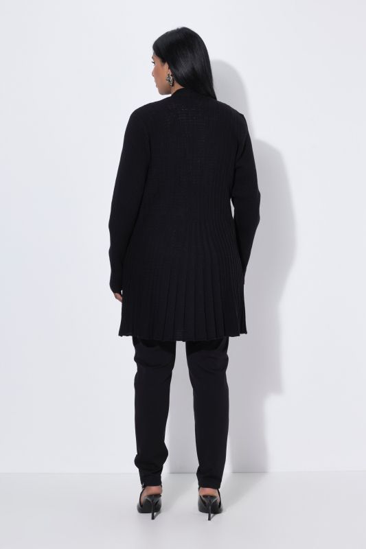 Pleated Longline Open Shape Cardigan