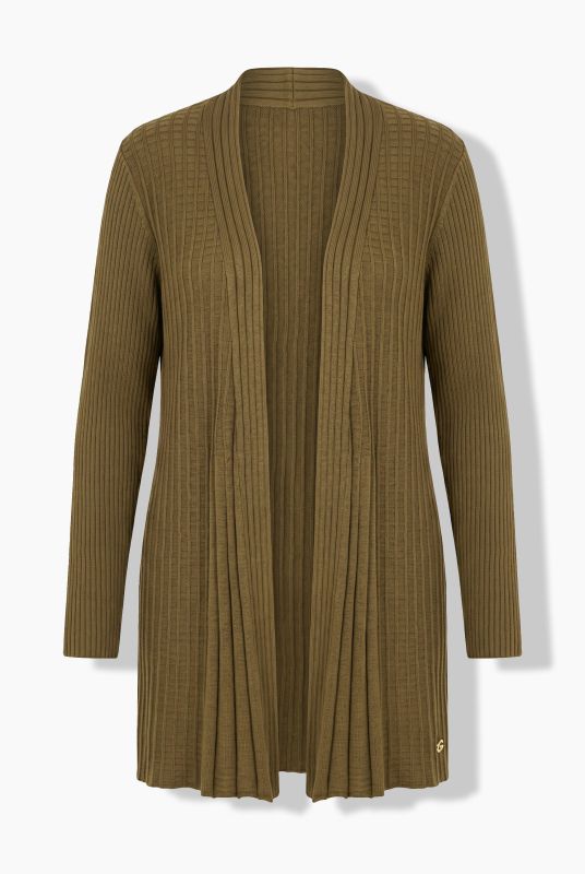 Pleated Longline Open Shape Cardigan