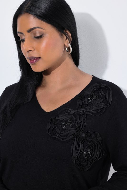 Dimensional Flower Beaded Sweatshirt