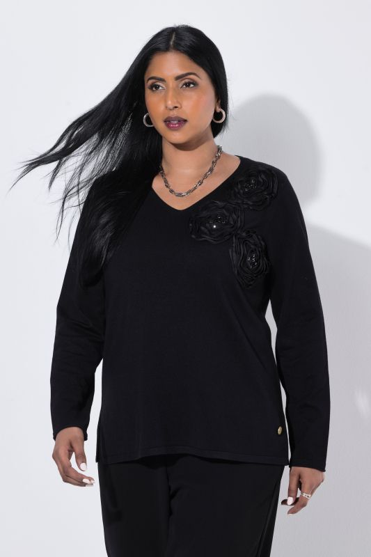 Dimensional Flower Beaded Sweatshirt