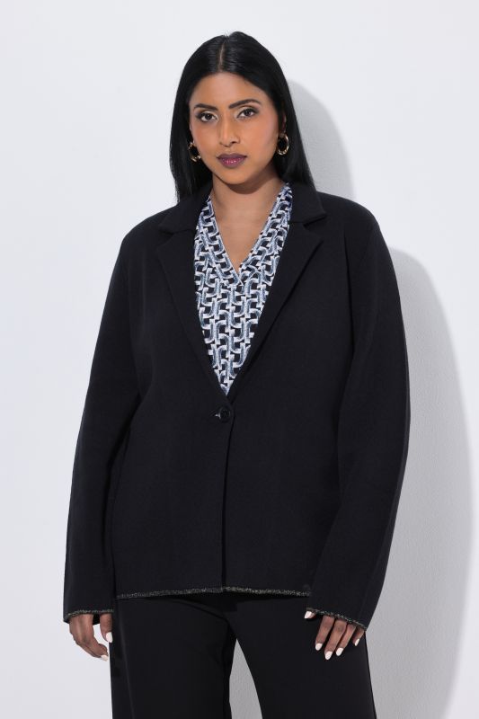 Glitter Hem Tailored Knit Blazer
