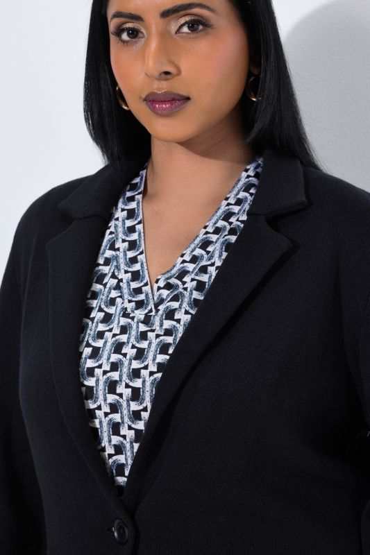 Glitter Hem Tailored Knit Blazer