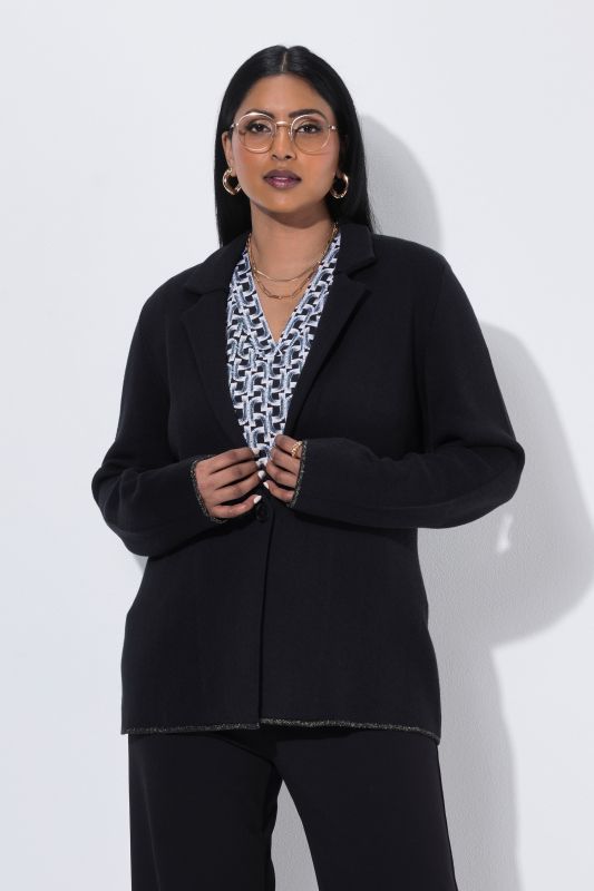 Glitter Hem Tailored Knit Blazer