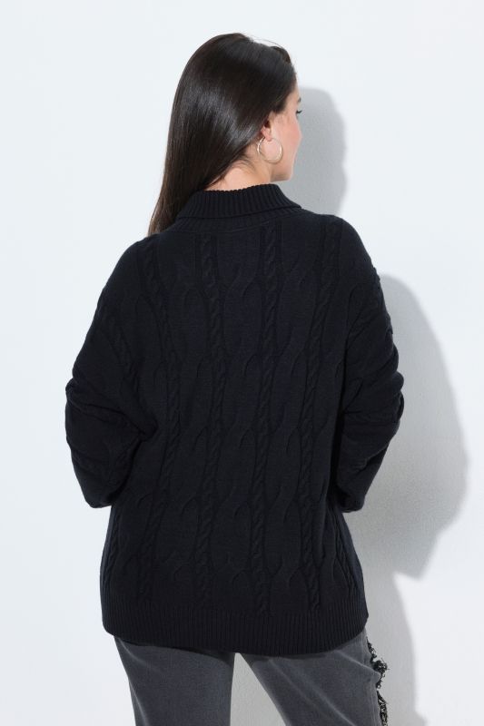 Oversized Cable Knit Turtleneck Sweater