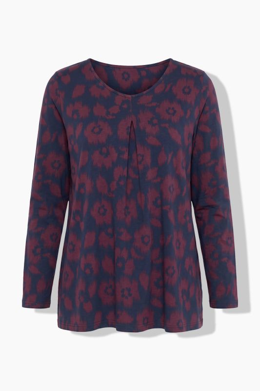 Eco Cotton Floral Print Long Sleeve V-Neck Tee