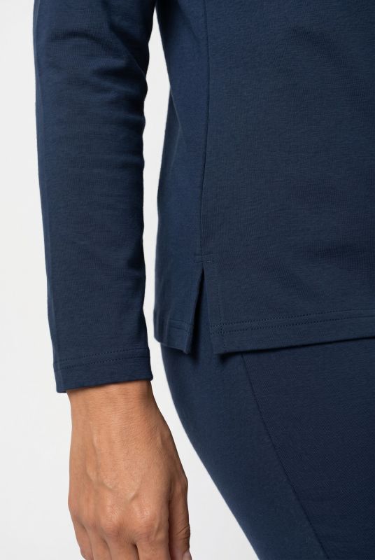 Eco Cotton Roll Neck Partial Button-Down Tee