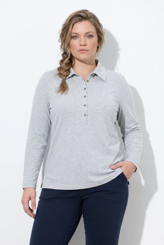 Eco Cotton Roll Neck Partial Button-Down Tee