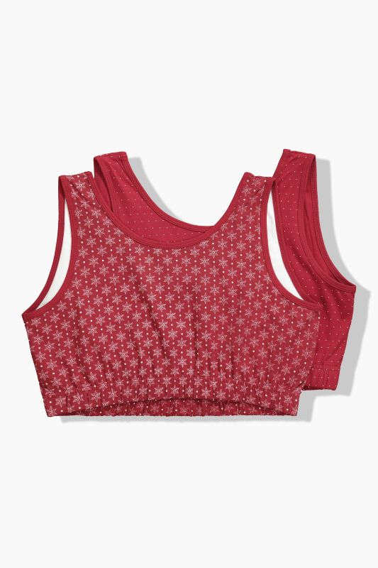 2 Pack Eco Cotton Bralettes: Snowflake