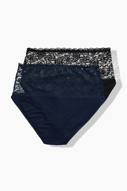 2 Pack Midi Briefs: Lace Waistband
