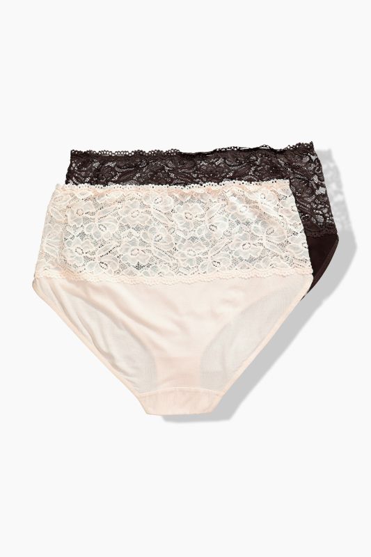 2 Pack Midi Briefs: Lace Waistband
