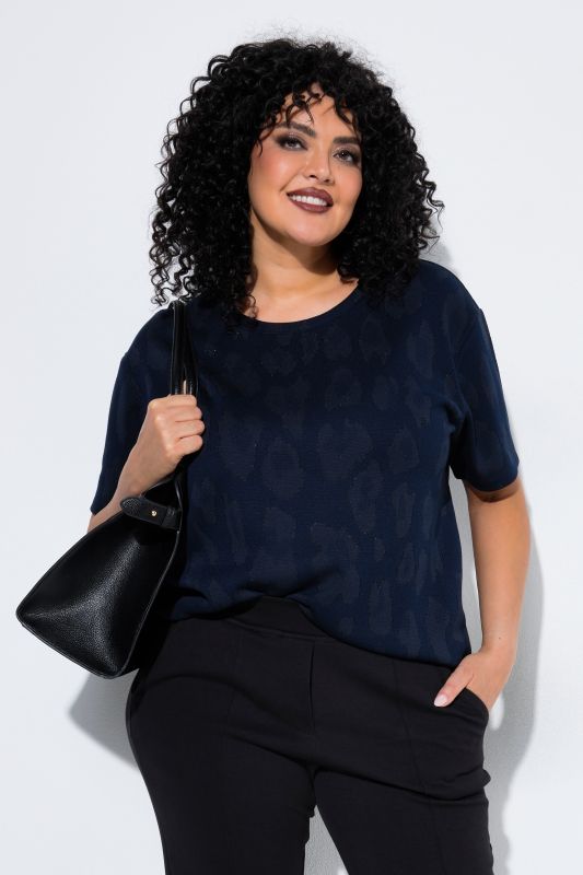 Shimmering Short Sleeve Leopard Print Tee