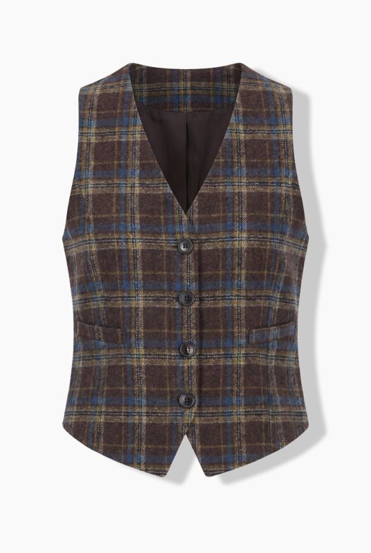Plaid V-Neck Vest