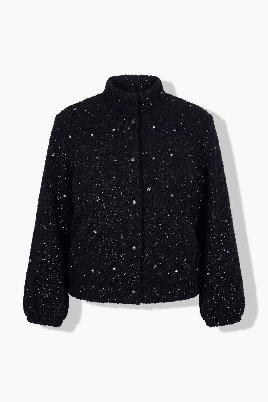 Sequined Turtleneck Blouson Jacket