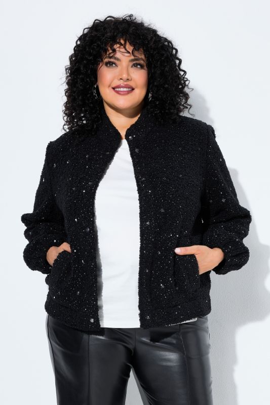 Sequined Turtleneck Blouson Jacket