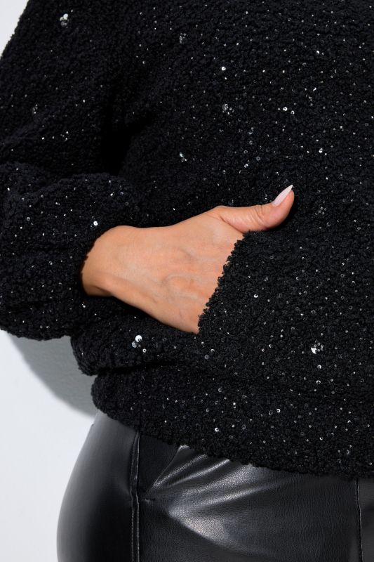 Sequined Turtleneck Blouson Jacket