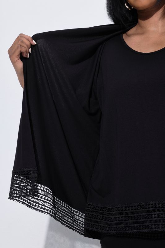 2-in-1 Layered Crochet Trim Blouse