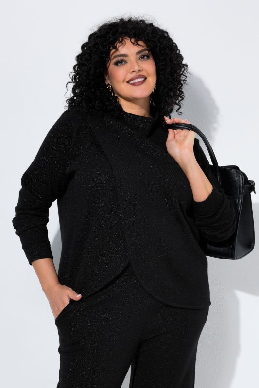 Sparkling Wrap Look Turtleneck Sweatshirt