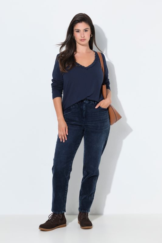 Панталони Mom Fit кадифен с изпран ефект