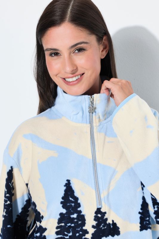 Winter Landscape Partial Zip Fleece Sweatshirt