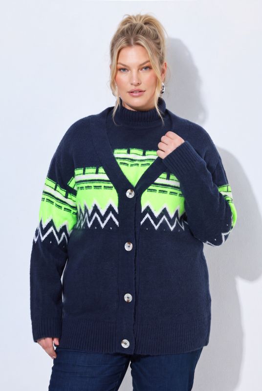 Neon Alpine Stripe Long Sleeve Cardigan