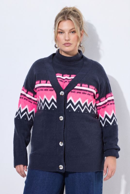 Neon Alpine Stripe Long Sleeve Cardigan