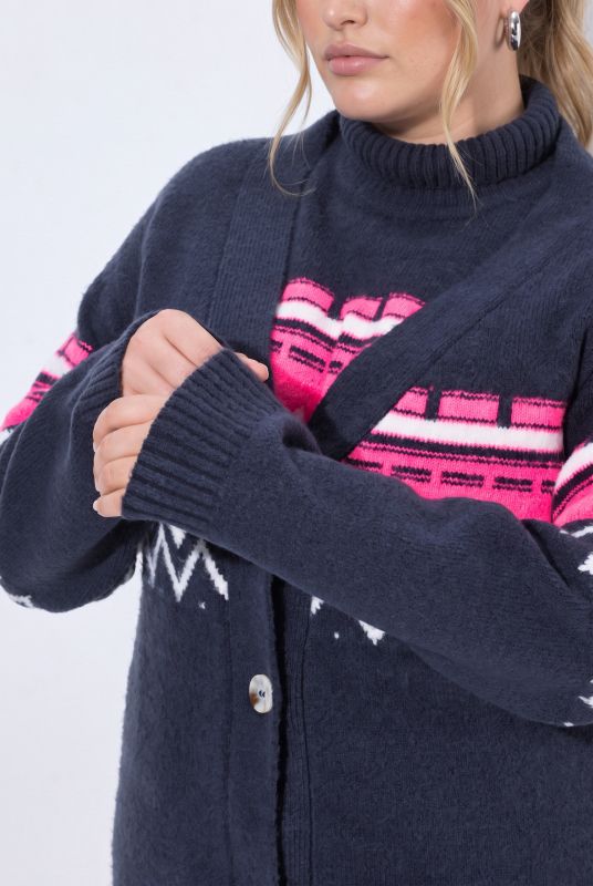 Neon Alpine Stripe Long Sleeve Cardigan