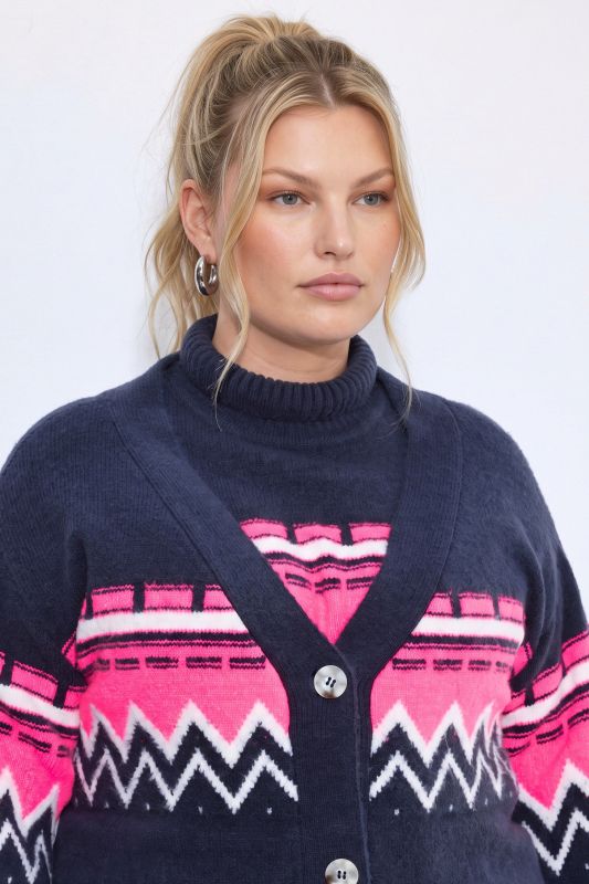 Neon Alpine Stripe Long Sleeve Cardigan