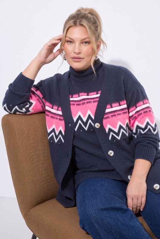 Neon Alpine Stripe Long Sleeve Cardigan