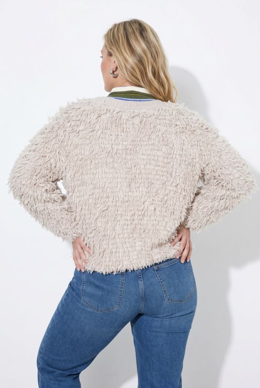 Eyelash Yarn Knit Cardigan