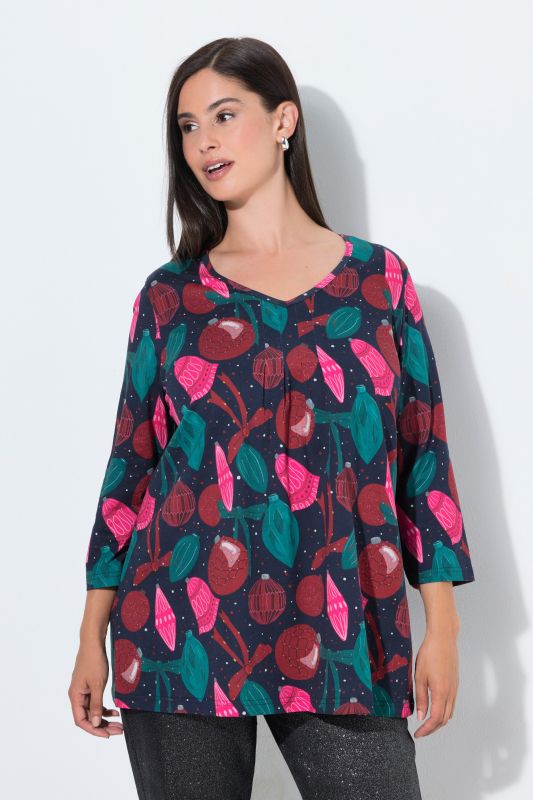 Ornament Print 3/4 Sleeve Tee