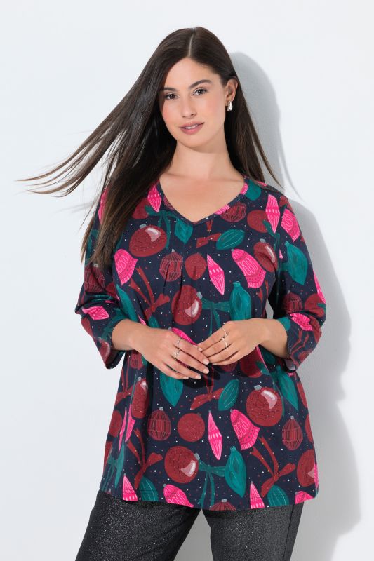 Ornament Print 3/4 Sleeve Tee