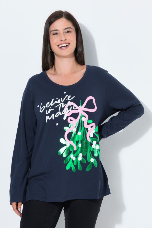 Metallic Long Sleeve Holiday Graphic Tee
