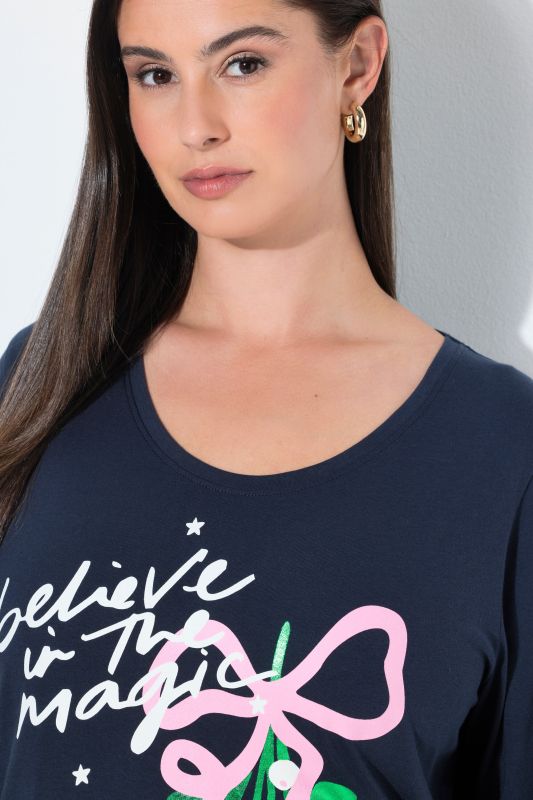 Metallic Long Sleeve Holiday Graphic Tee